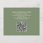 Sage Groene Bruiloft QR Code Details Behuizing Kaa Informatiekaartje (Achterkant)