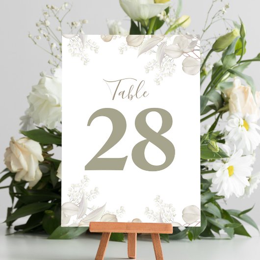 Sage Groene Bruiloft Tafel Nummer Groen Kaart