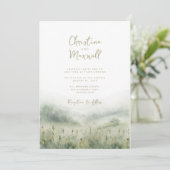 Sage groene bruiloft uitnodiging gepersonaliseerd  (Staand voorkant)