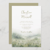 Sage groene bruiloft uitnodiging gepersonaliseerd  (Voorkant / Achterkant)