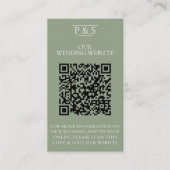 Sage Groene Bruiloft Website QR Code Foto RSVP Informatiekaartje (Voorkant)