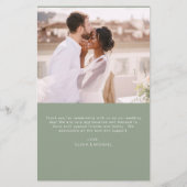 Sage Groene Budget Bruiloft Foto Dank u Kaarten (Achterkant)