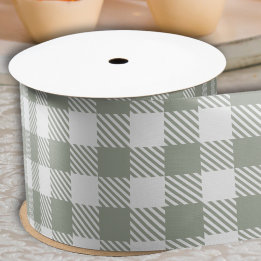 Sage groene Buffalo geruite Gingham geruite landel Satijnen Lint