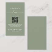 Sage Groene Calligrafie Capture the love QR-code Informatiekaartje (Voorkant / Achterkant)