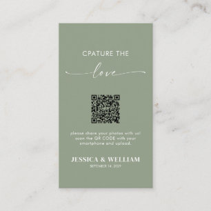 Sage Groene Calligrafie Capture the love QR-code Informatiekaartje