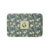 Sage groene chinoiserie bloem witte initiaal badmat (Voorkant)