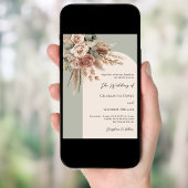 Sage groene crème rozen pampas grasboog bruiloft kaart