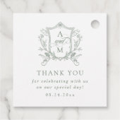 Sage Groene  Crest Bruiloft Dank u Bedankjes Labels (Achterkant)