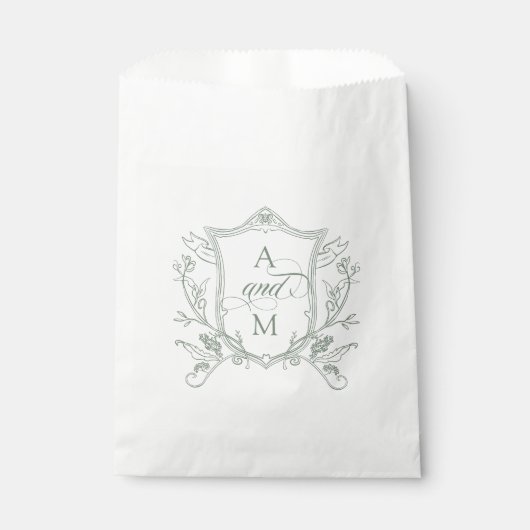 Sage Groene  Crest Bruiloft Dank u Bedankzakje (Voorkant)