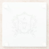 Sage Groene  Crest Bruiloft Glazen Onderzetter (Achterkant)