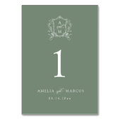 Sage Groene  Crest Bruiloft Kaart (Voorkant)
