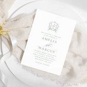 Sage Groene  Crest Bruiloft Kaart