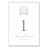 Sage Groene  Crest Bruiloft Kaart (Achterkant)