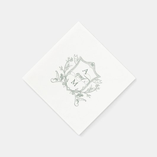 Sage Groene Crest Bruiloft Servet (Hoek)