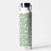 Sage groene Daisy waterfles | Botanisch bloemmotie (Voorkant)