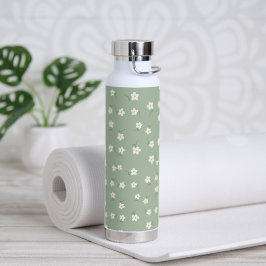 Sage groene Daisy waterfles | Botanisch bloemmotie