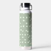 Sage groene Daisy waterfles | Botanisch bloemmotie (Achterkant)