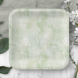 Sage Groene Delicate Waterverf Textuur Papieren Bordje
