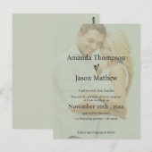 Sage Groene Doorschijnende Overlay Bruiloftsuitnod Briefkaart (Voorkant / Achterkant)