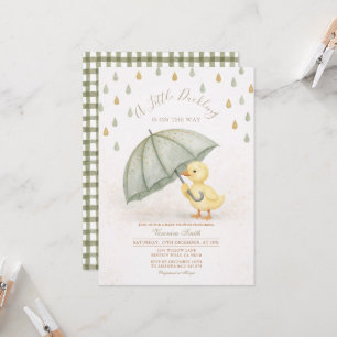 Sage Groene Eendje Paraplu Regen Baby Shower Kaart
