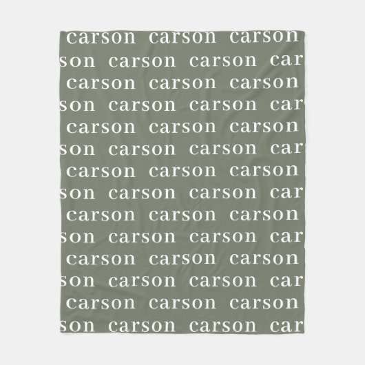 Sage Groene Eenvoudige, aangepaste herhalingsnaam Fleece Deken (Voorkant)