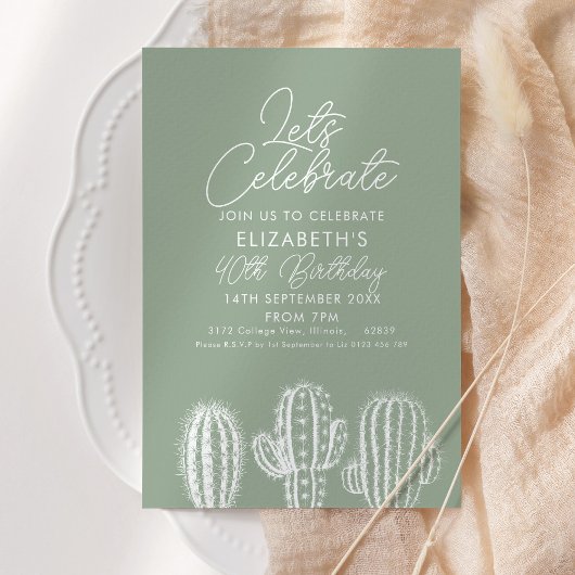 Sage Groene Eenvoudige Cactus Kaart