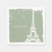 Sage Groene Eiffeltoren Papier Servet Set (Voorkant)