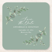 Sage groene elegant moderne eucalyptus, behalve de kartonnen onderzetters (Voorkant)