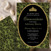 Sage groene elegante gouden bloem Quinceanera