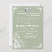 Sage groene elegante Nuestra Boda  Kaart (Voorkant)