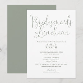 Sage groene elegante script bruidsmeisjes lunch kaart