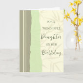 Sage Groene en Beige Dochter Verjaardag Kaart (Gele Bloem)