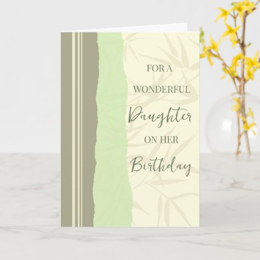 Sage Groene en Beige Dochter Verjaardag Kaart (Gele Bloem)