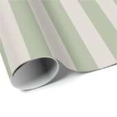 Sage Groene en Beige Klassieke Verticale Strepen Cadeaupapier (Rol Hoek)
