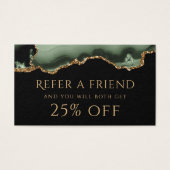 Sage groene en gouden agaat referral kaart (Voorkant)