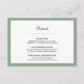 Sage Groene en Gouden Bruiloft Details Informatiekaartje (Voorkant)