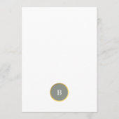 Sage Groene en Gouden Folie Cirkel Monogram Bruilo Menu (Achterkant)