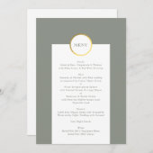 Sage Groene en Gouden Folie Cirkel Monogram Bruilo Menu (Voorkant / Achterkant)