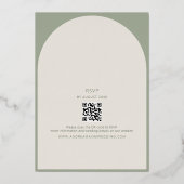 Sage Groene en Gouden Huwelijk Folie Uitnodiging (Achterkant)
