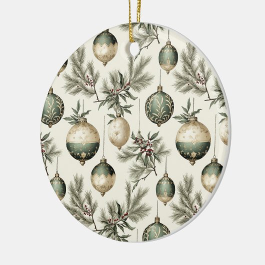 Sage Groene en Gouden Kerst Ornamenten (Links)