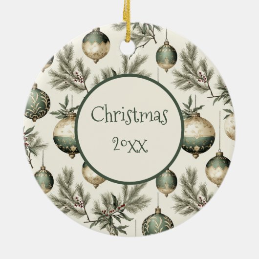 Sage Groene en Gouden Kerst Ornamenten (Achterkant)