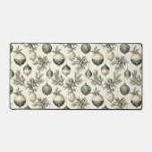 Sage Groene en Gouden Kerst Ornamenten Bureaumat (Voorkant)