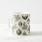 Sage Groene en Gouden Kerst Ornamenten Koffiemok (Voorkant links)