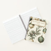 Sage Groene en Gouden Kerst Ornamenten Notitieboek (Binnen)