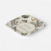 Sage Groene en Gouden Kerst Ornamenten Papieren Bordje (Gebogen)