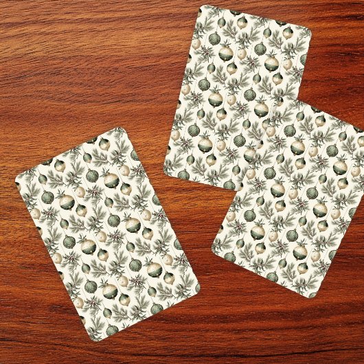 Sage Groene en Gouden Kerst Ornamenten Pokerkaarten