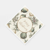 Sage Groene en Gouden Kerst Ornamenten Servet (Hoek)