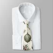 Sage Groene en Gouden Kerst Ornamenten Stropdas (Gebonden)