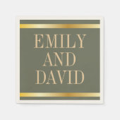 Sage Groene en Gouden Moderne Bruiloft Servet (Voorkant)