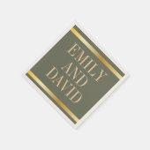 Sage Groene en Gouden Moderne Bruiloft Servet (Hoek)